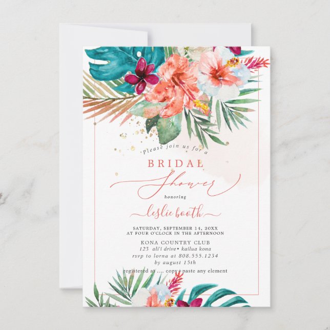 PixDezines H2 Tropical Paradise Bridal Shower Invi Invitation (Front)
