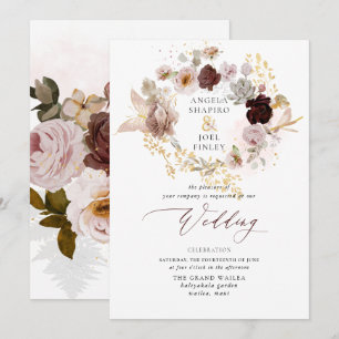 PixDezines H2 Vintage Blush Burgundy Flowers Invitation