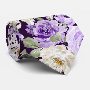 PixDezines H2 Violet Purple Roses Tie