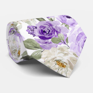 PixDezines H2 Violet Purple Roses Tie