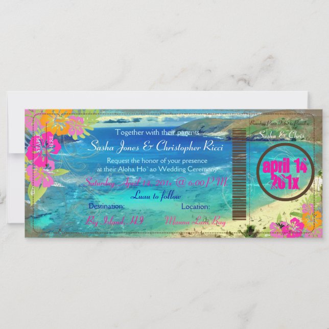 PixDezines hanauma bay/vintage boarding pass Invitation (Front)