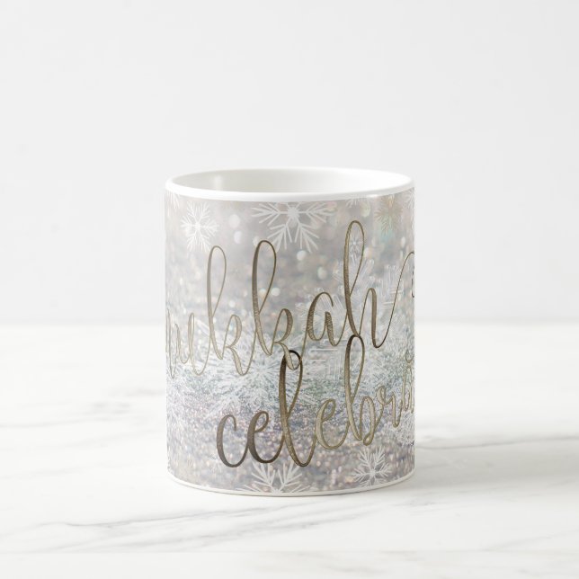 PixDezines Hanukkah Celebration, Snow Bokeh Coffee Mug (Center)