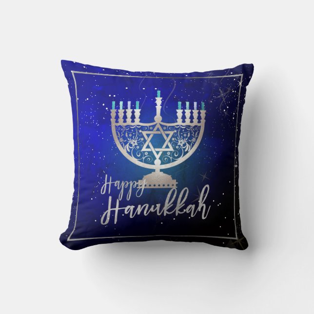 PixDezines Happy Hanukkah|Temple Menorah Cushion (Front)