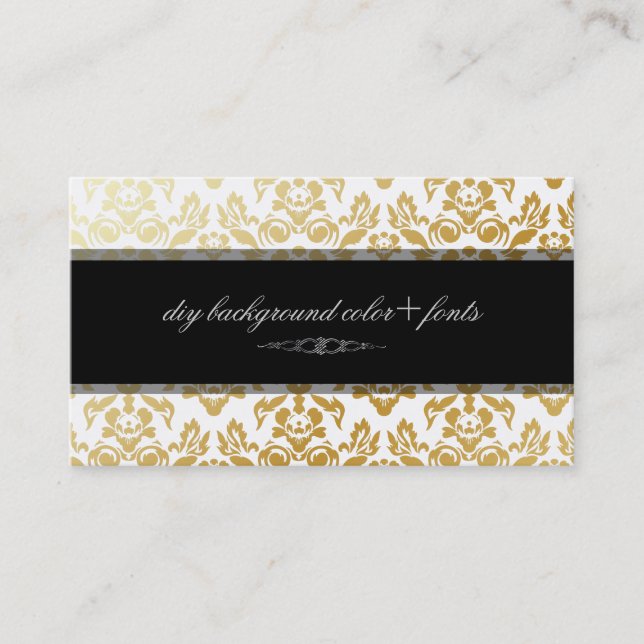 PixDezines Haute Coutour Damask/diy background Business Card (Front)
