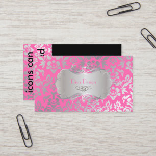 PixDezines Haute Coutour Damask, Faux Silver/DIY Business Card