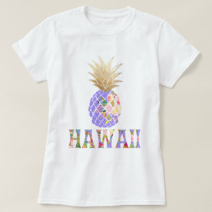PixDezines Hawaii, Aloha Pineapple/Faux Gold T-Shirt