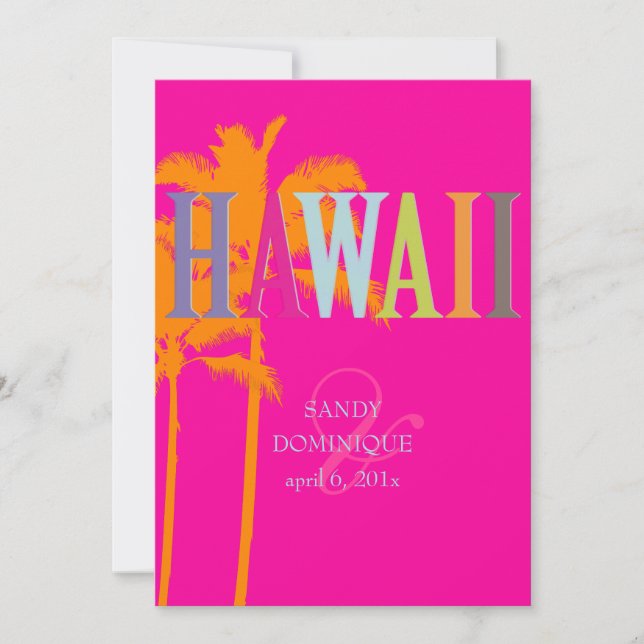 PixDezines hawaii+palms/DIY background colour Invitation (Front)