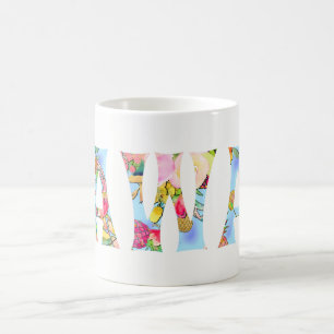 PixDezines Hawaii Pineapple Collage Watercolor Coffee Mug