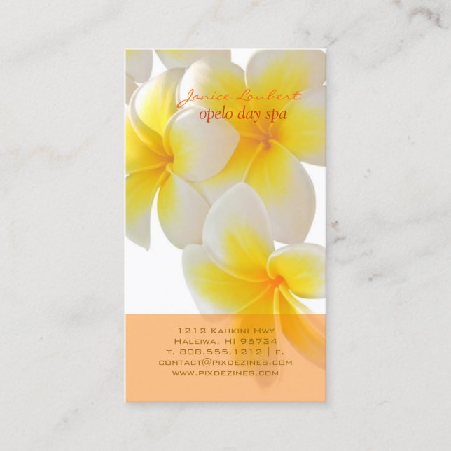 PixDezines Hawaii Plumeria Business Card (Front)