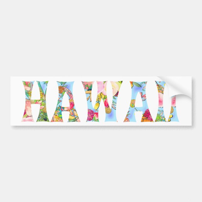 PixDezines Hawaii Tiki Typography Bumper Sticker (Front)