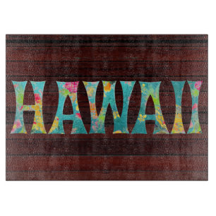 PixDezines Hawaii, TIKI TYPOGRAPHY+Wood Texture Cutting Board