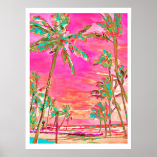 PixDezines Hawaiian Beach/Pink/Teal Poster