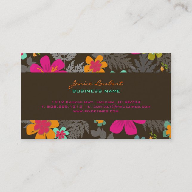 PixDezines Hawaiian Jungle/Custom Background colou Business Card (Front)