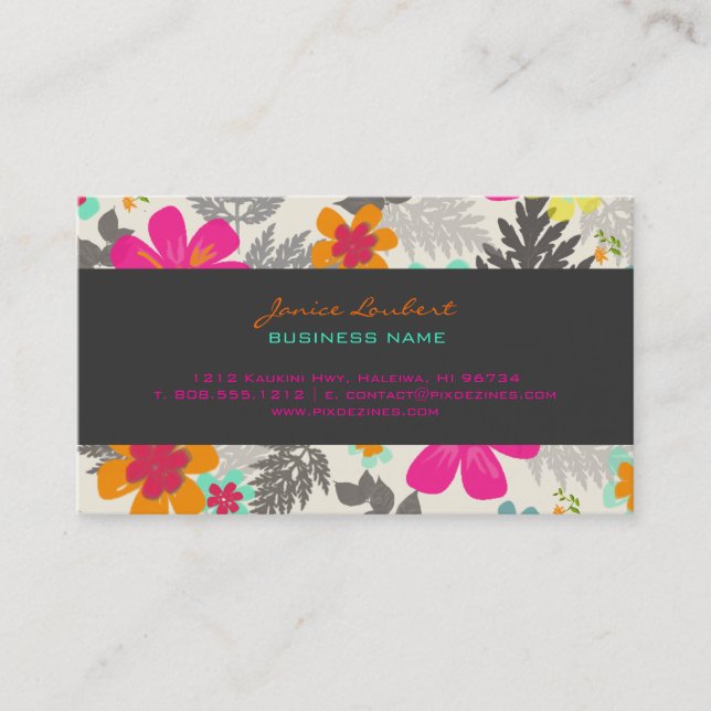 PixDezines Hawaiian Jungle/Custom Background colou Business Card (Front)