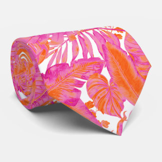 PixDezines Hawaiian Jungle Hot Pink Orange Tie