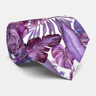 PixDezines Hawaiian Jungle Merlot Purple Foliage Tie