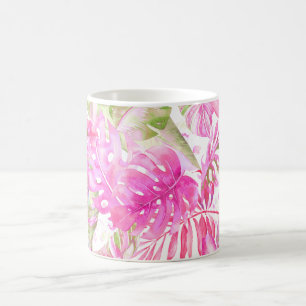 PixDezines Hawaiian Jungle Pink Green Foliage Coffee Mug