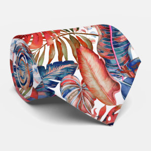 PixDezines Hawaiian Jungle Teal Rust Orange Tie