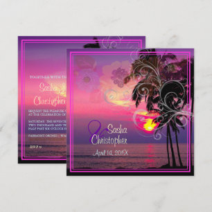 PixDezines HAWAIIAN SUNSET/BEACH/LUAU/SWIRLS Invitation