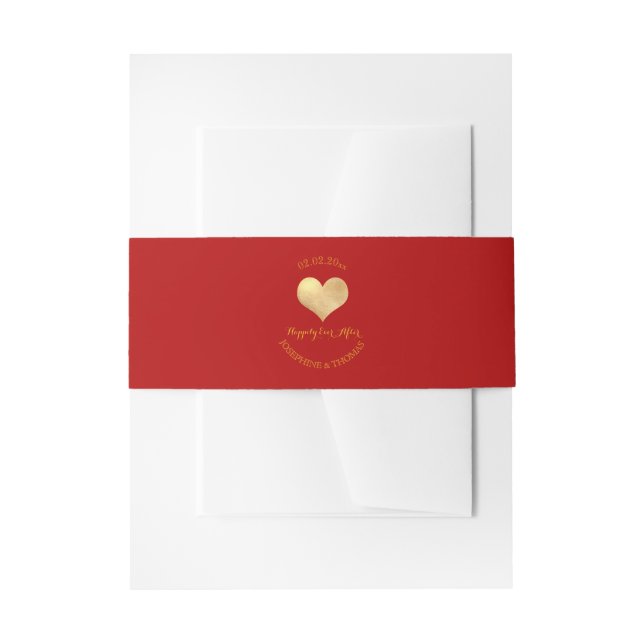 PixDezines Heart Faux Gold Foil DIY colour Invitation Belly Band (Front Example)