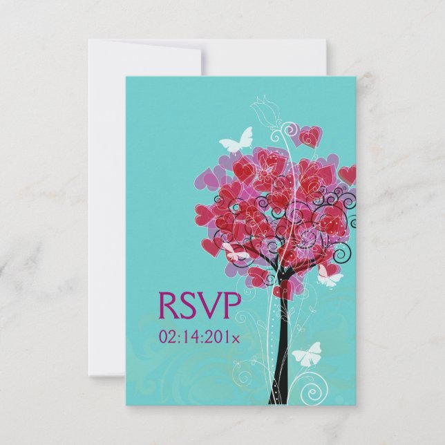 PixDezines heart tree/diy background RSVP Card (Front)
