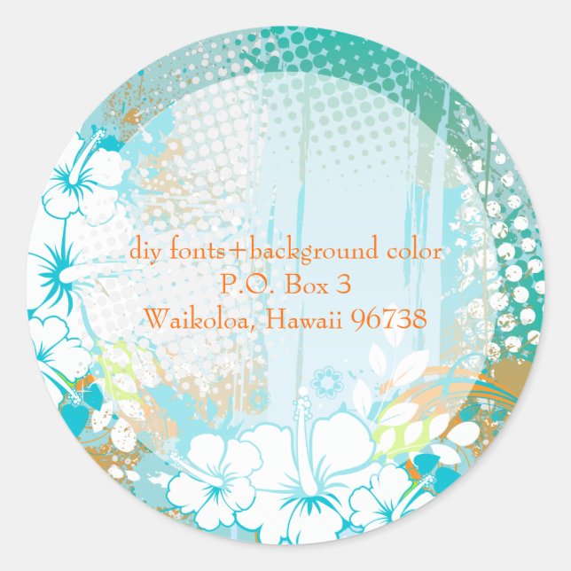 PixDezines hibiscus/diy background colour Classic Round Sticker (Front)