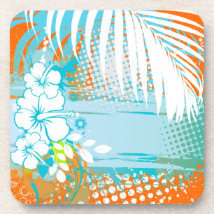 PixDezines hibiscus/DIY background colour Coaster