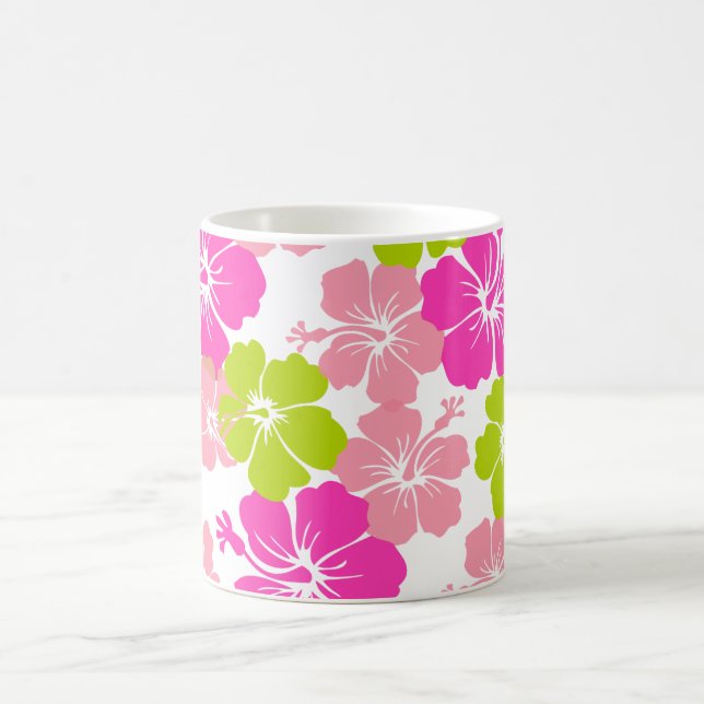 PixDezines hibiscus/diy background colour Coffee Mug (Center)