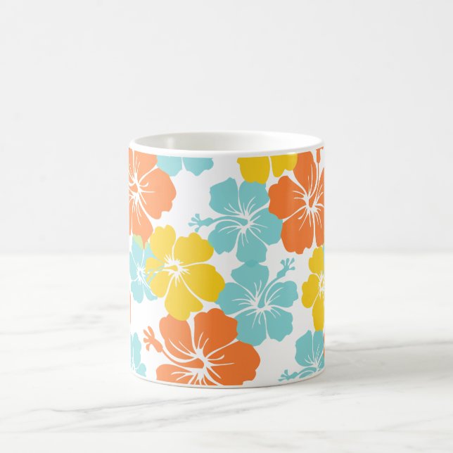 PixDezines hibiscus/diy background colour Coffee Mug (Center)