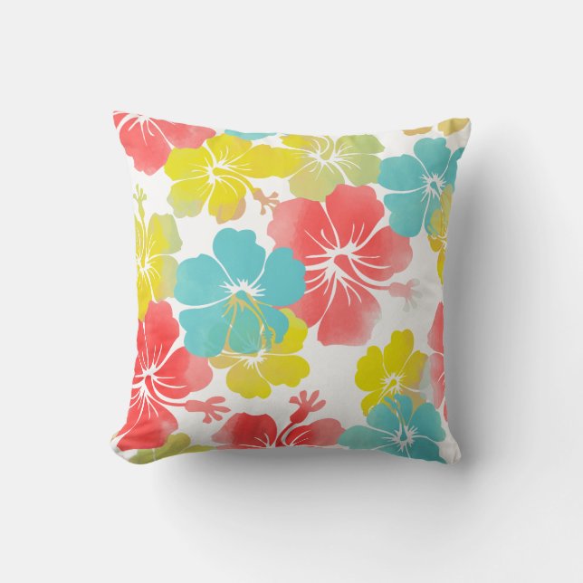 PixDezines hibiscus leis/diy background colours Cushion (Front)