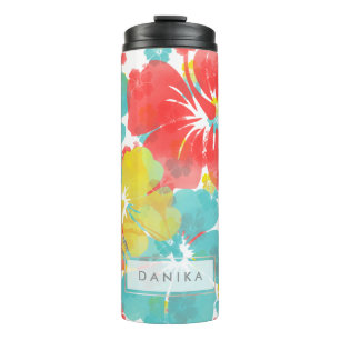 PixDezines Hibiscus/Orange/Yellow/Blue Thermal Tumbler
