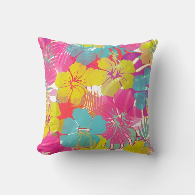 PixDezines Hibiscus/Rainforest/DIY Background Cushion (Front)