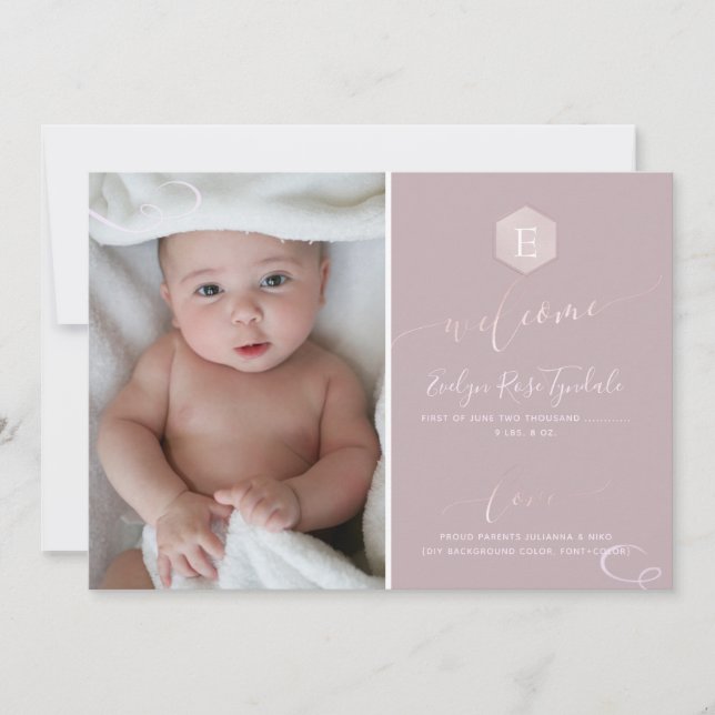 PixDezines Honeycomb Birth Announcement, Girl Announcement (Front)