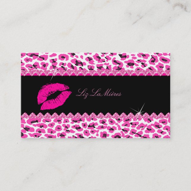 PixDezines hot lips+sassy cheetah Business Card (Front)