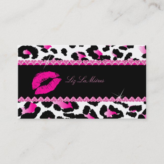 PixDezines hot lips+sassy Leopard Business Card (Front)
