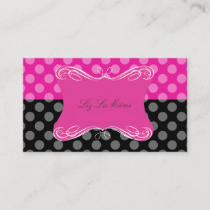 PixDezines Hot Pink Polka Dots Business Card