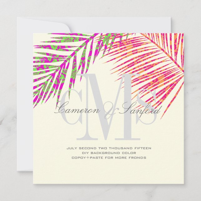 PixDezines hula palms/diy background colour+fonts Invitation (Front)