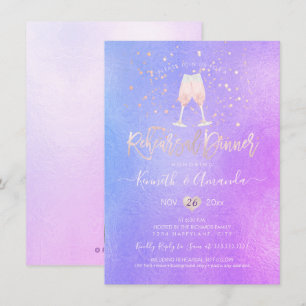 PixDezines Iridescent Rehearsal Dinner Champagne Invitation