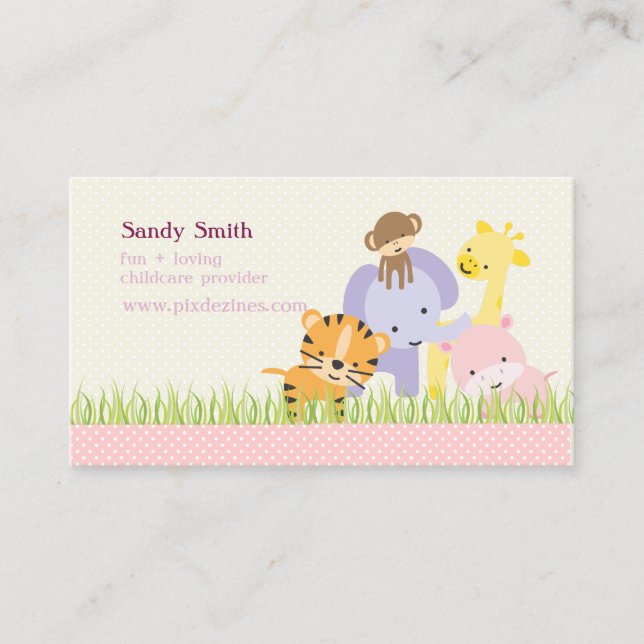 PixDezines Jungle of Fun Daycare Business Card (Front)