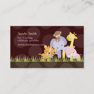 PixDezines Jungle of Fun Daycare, custom colour Business Card