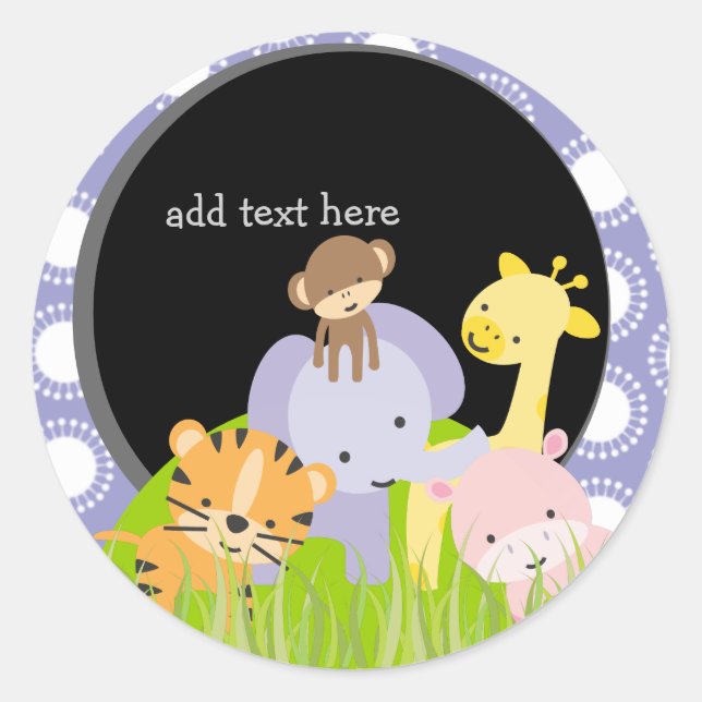 PixDezines Jungle Theme stickers/add monogram Classic Round Sticker (Front)