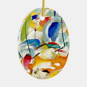 PixDezines Kandinsky 1913 Sea Battle Improv 31 Ceramic Ornament