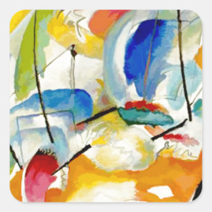 PixDezines Kandinsky 1913 Sea Battle Improv 31 Square Sticker