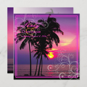 PixDezines Kaui Sunset+Swirls/tropical wedding Invitation