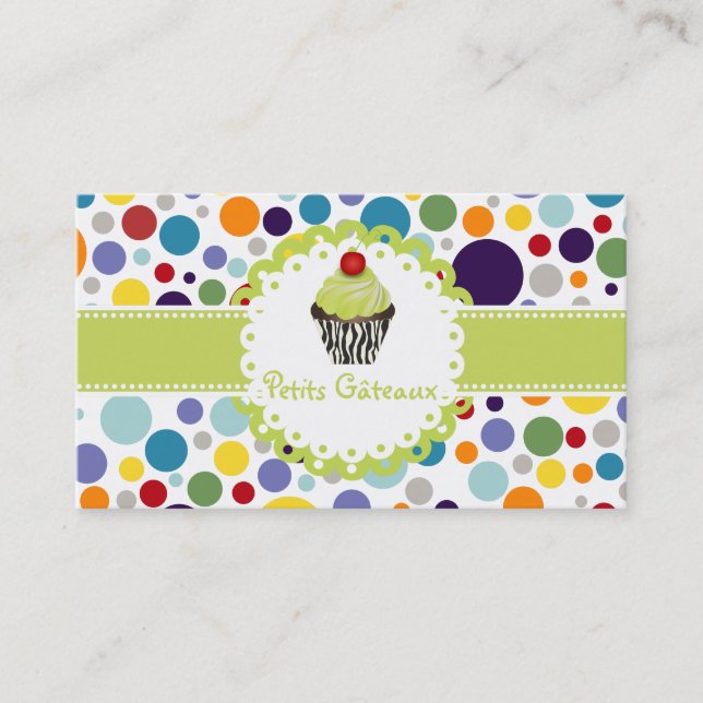 PixDezines keylime swirls cupcake+bubble gums Business Card (Front)