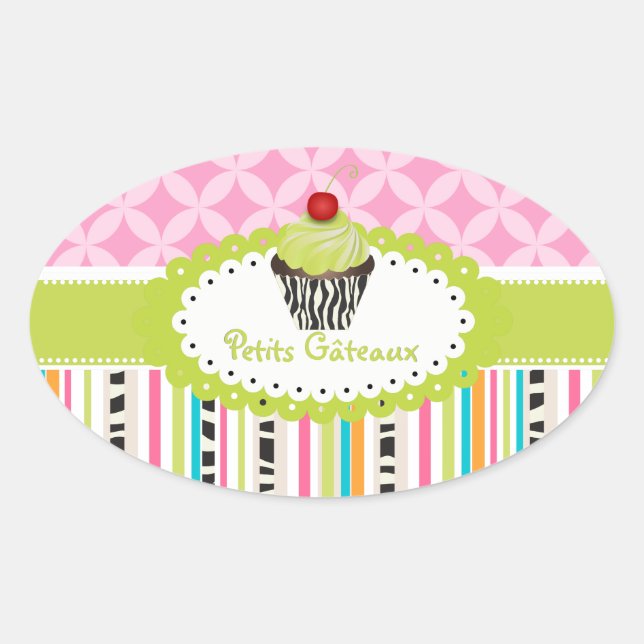 PixDezines keylime  swirls cupcake/DIY colour Oval Sticker (Front)