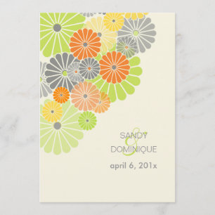 PixDezines Kiku (chrysanthemum), citrus colour Invitation