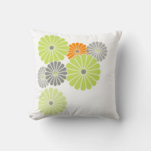 PixDezines kiku lime+orange/chrysanthemum Cushion