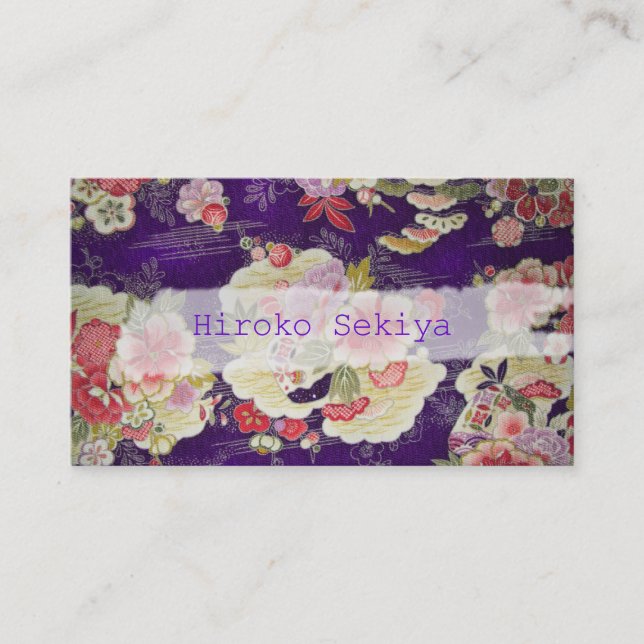PixDezines kimono/faux chirimen/orleanders Business Card (Front)