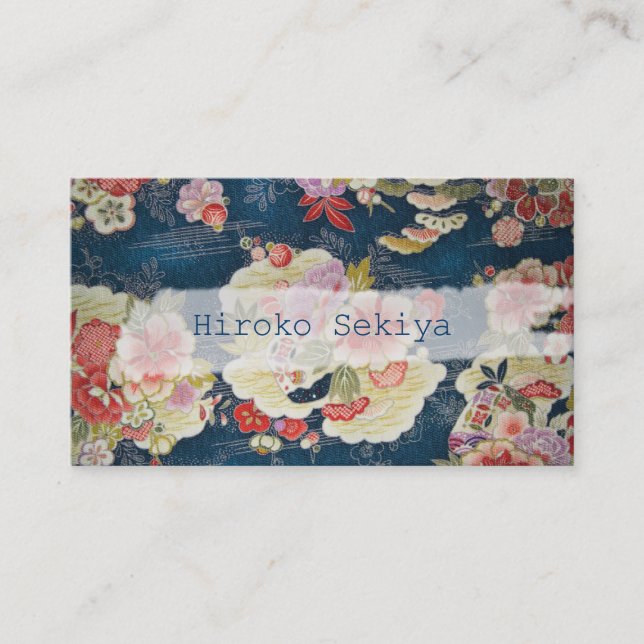 PixDezines kimono/faux chirimen/orleanders Business Card (Front)